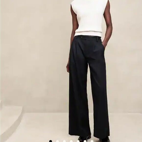 Banana Republic Wide Leg Linen Blend Trouser style 851121 size 8 NWT in black - Picture 1 of 4